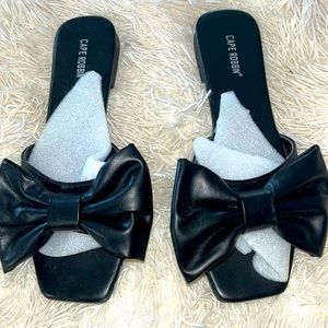 Cape Robbin Black Sandal with Bow